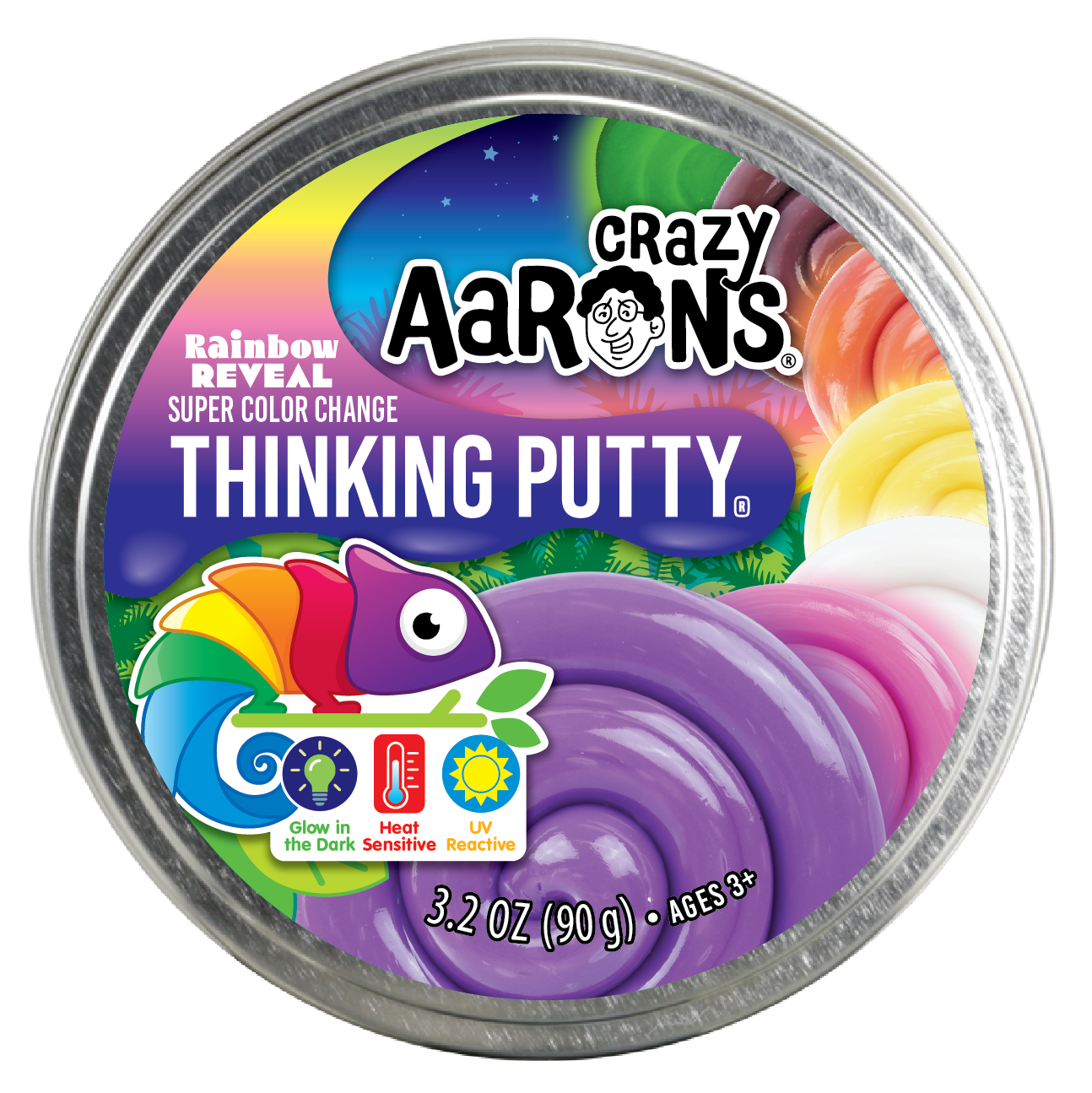 Rainbow Reveal - Full Size 4" Thinking Putty Tin